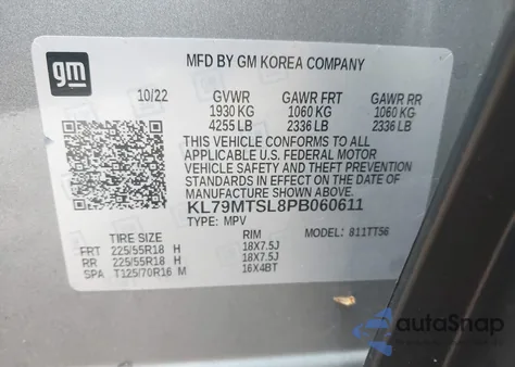 2023 Chevrolet Trailblazer Fwd Rs z USA, uszkodzony, nr VIN KL79MTSL8PB060611